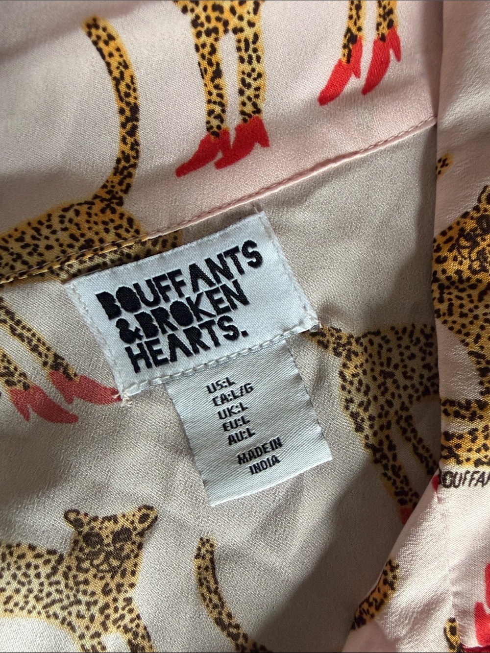 Women's Short Pajama Set - White & Gold Cheetah Print by - Picture 2 of 5